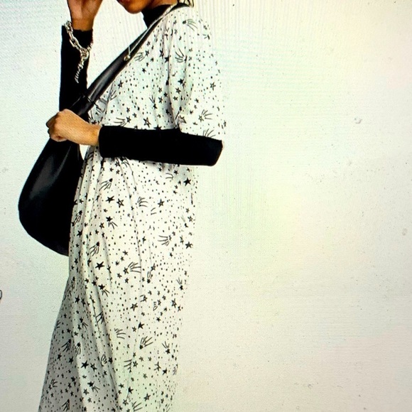 constellation MP celestial star print smock stretch midi T-shirt dress new - Picture 6 of 6